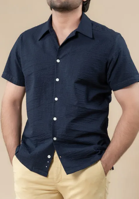Crisp Midnight Seersucker Stripes Shirt - Camp Collar sold by Brisk Shirts product image thumbnail 5