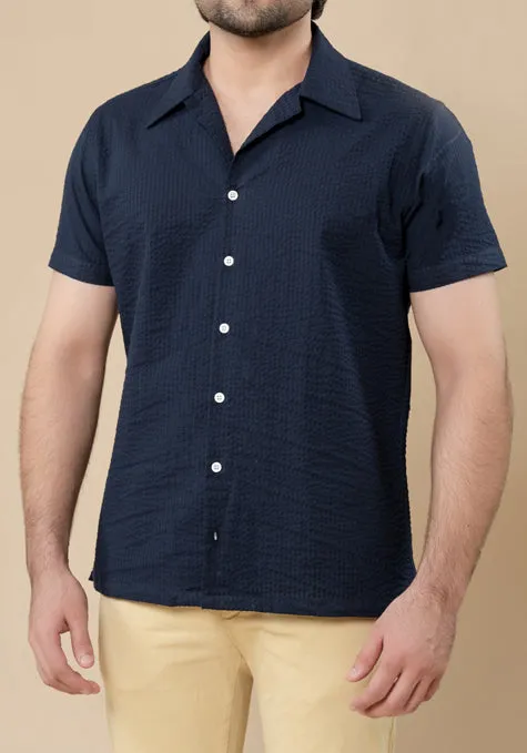 Crisp Midnight Seersucker Stripes Shirt - Camp Collar sold by Brisk Shirts product image thumbnail 3