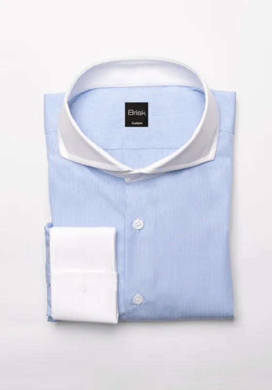 Sky Blue Micro Gingham Shirt– Wrinkle resistant sold by Brisk Shirts
