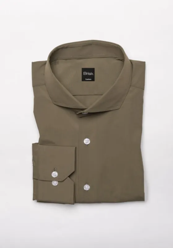 Olive Green Four Way Performance Stretch Shirt - Wrinkle Free sold by Brisk Shirts
