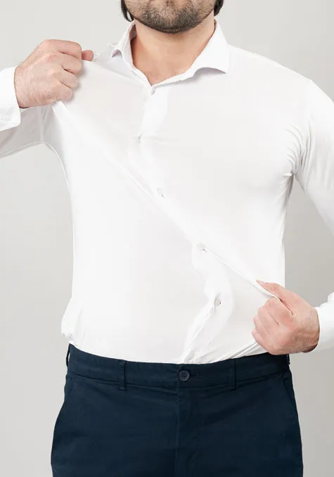 White Performance Jersey 4 Way Super Stretch Shirt - Wrinkle Free sold by Brisk Shirts product image thumbnail 3