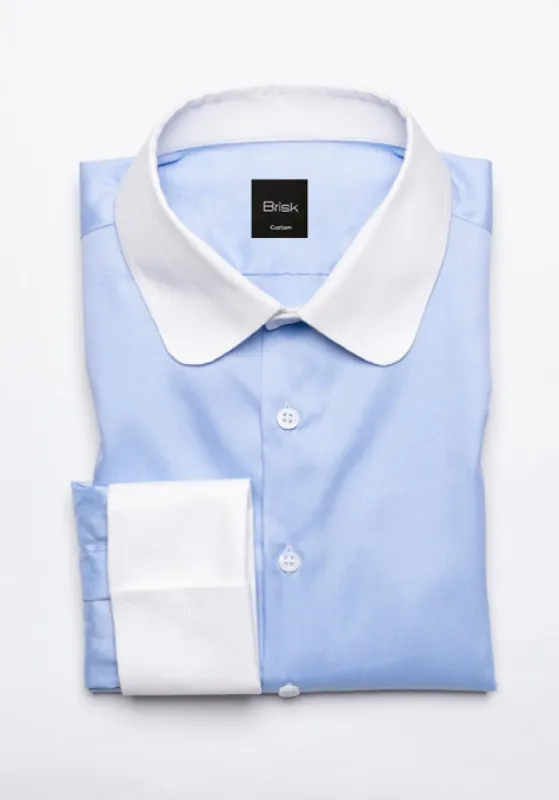 Sky Blue Twill Club Collar Shirt - French Cuffs sold by Brisk Shirts