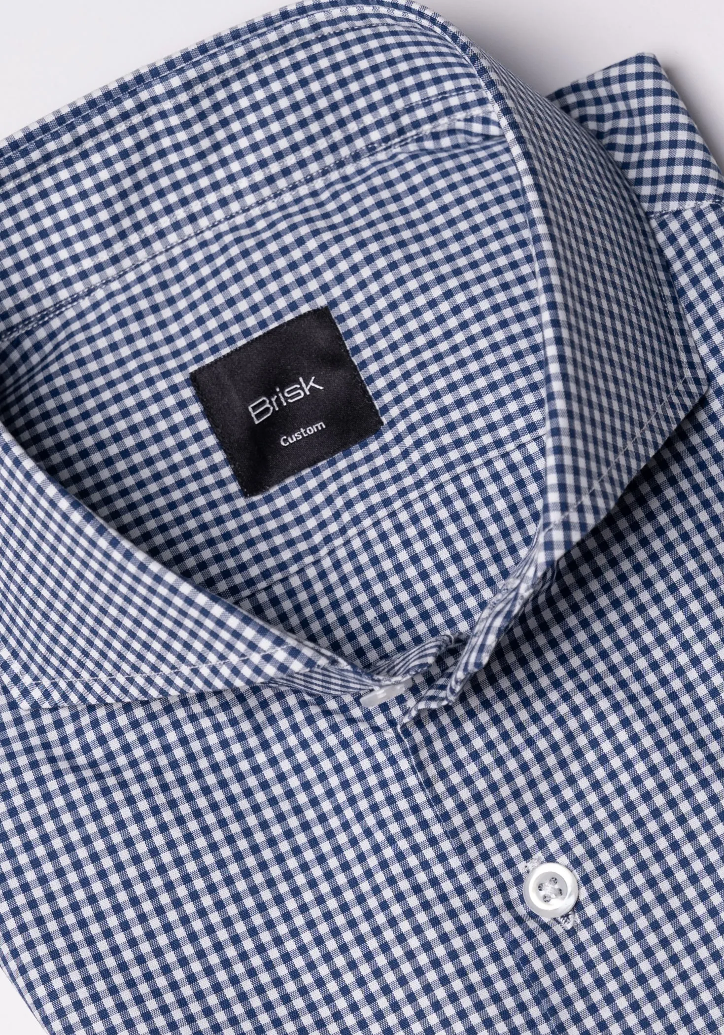 Navy Blue Gingham Shirt - Wrinkle Free sold by Brisk Shirts product image thumbnail 2