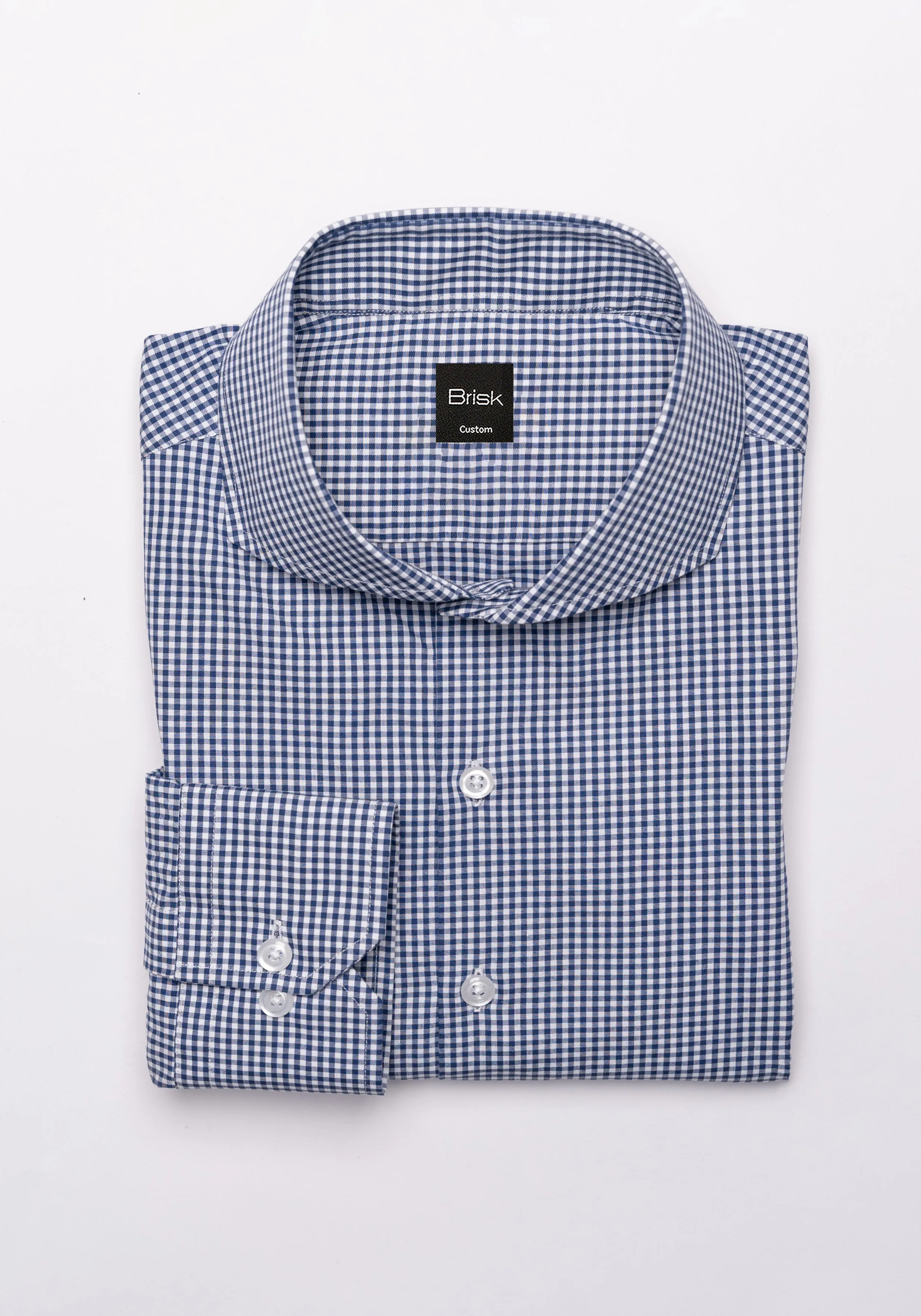 Navy Blue Gingham Shirt - Wrinkle Free sold by Brisk Shirts