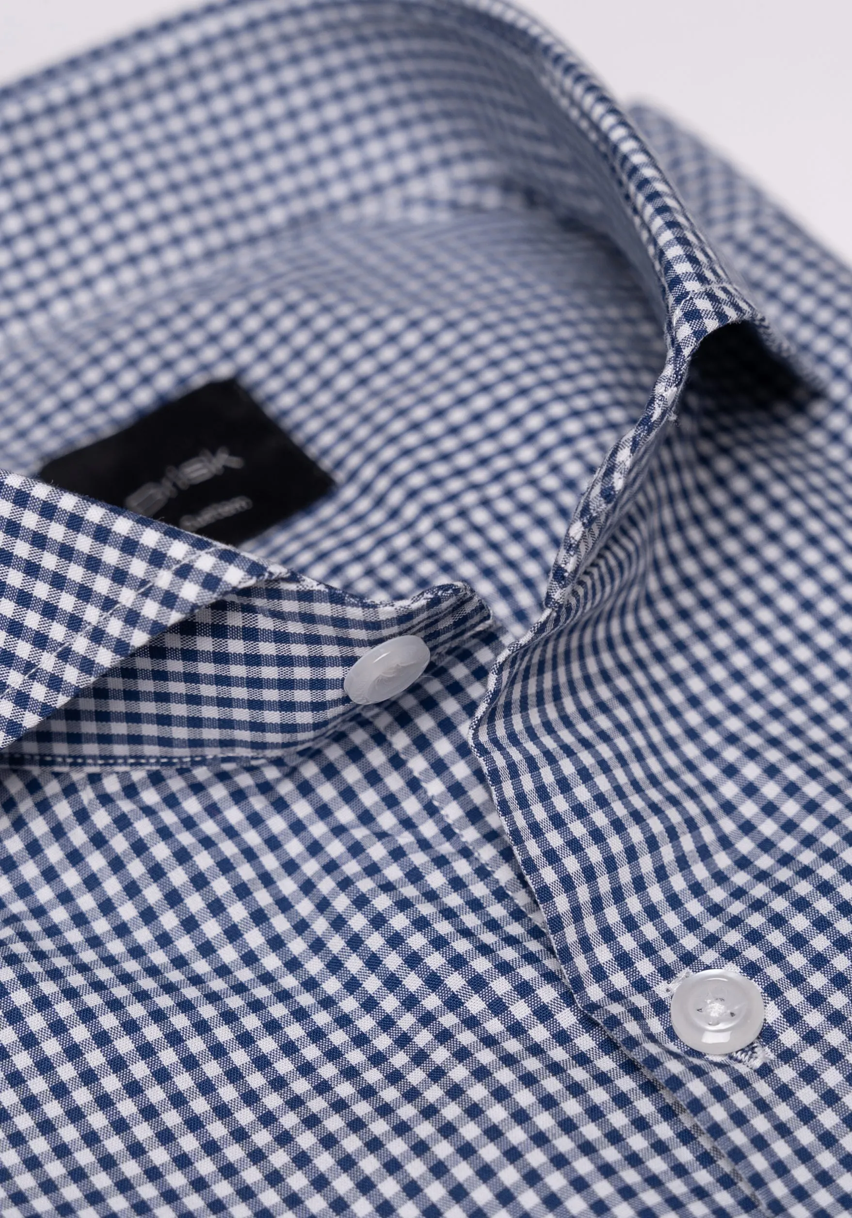 Navy Blue Gingham Shirt - Wrinkle Free sold by Brisk Shirts product image thumbnail 3