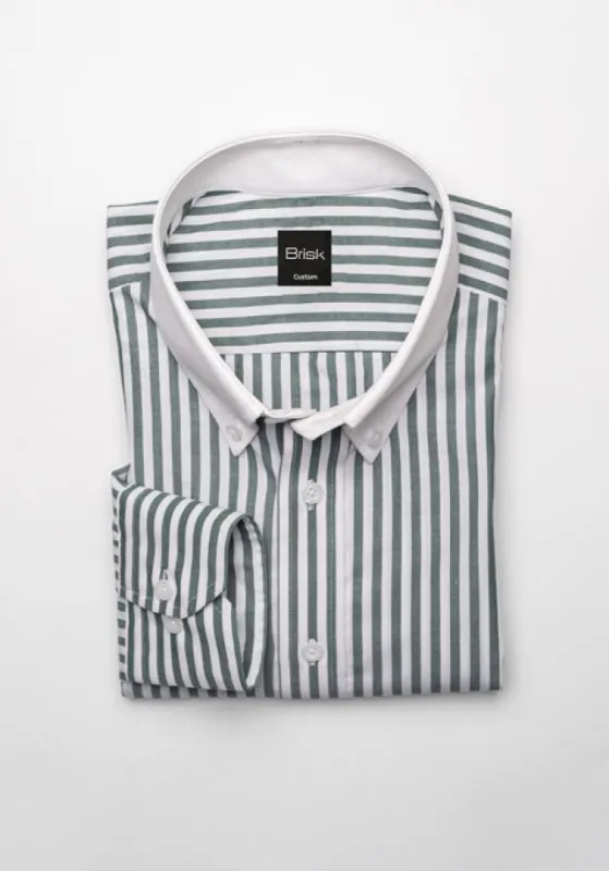 Chambray Green Bengal Stripes Shirt sold by Brisk Shirts