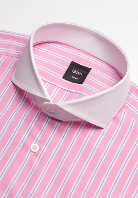 Blue On Pink Wide Stripes Shirt - White Extreme Collar sold by Brisk Shirts product image thumbnail 3