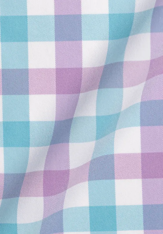 Pastel Purple Green Ultra Stretch Block Gingham - Wrinkle Resistant sold by Brisk Shirts