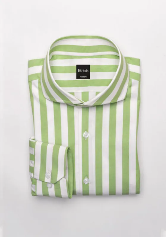 Soft Green Bold Stretch Stripes Shirt sold by Brisk Shirts