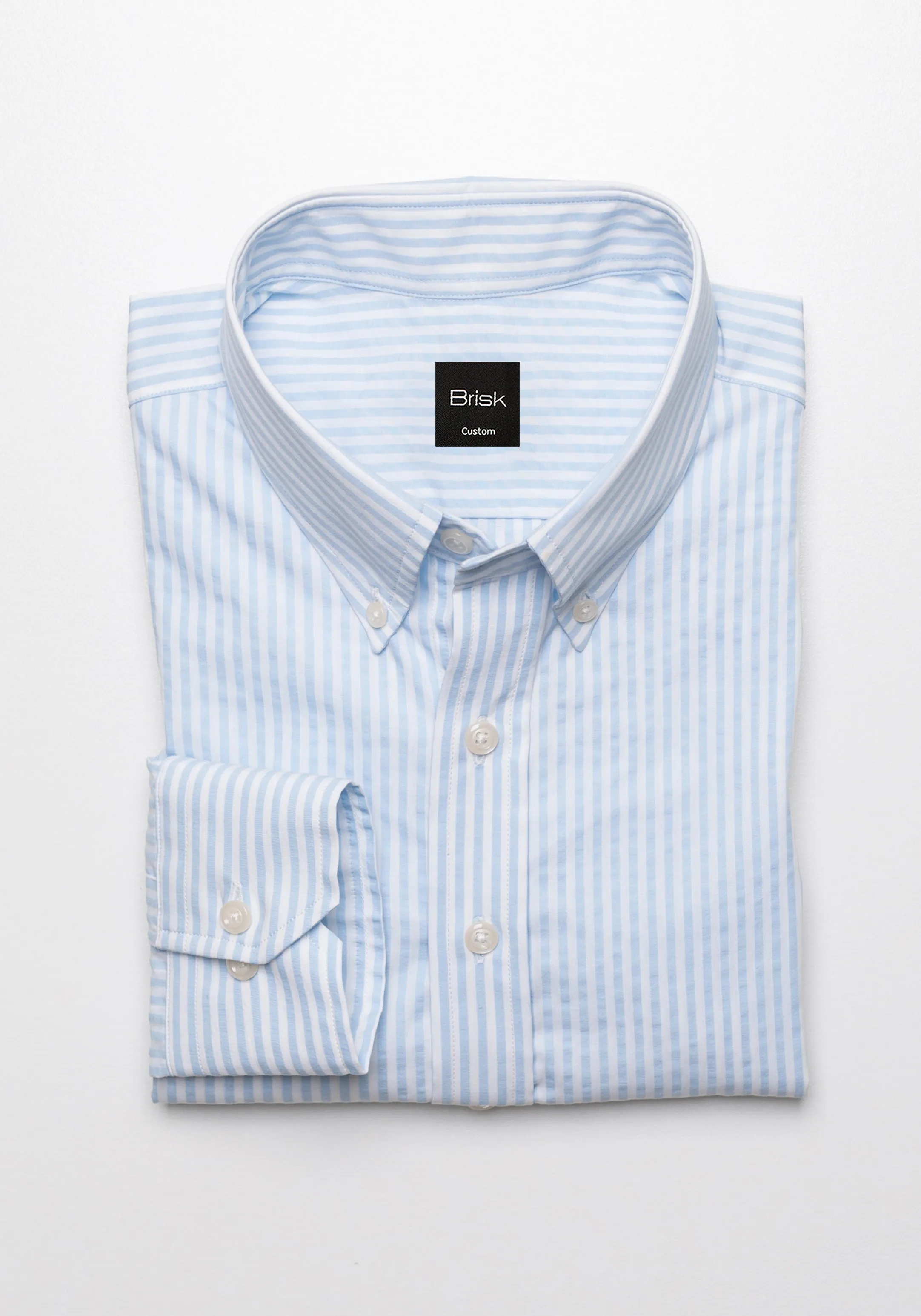 Sky Blue Seersucker Bengal Stripes Shirt sold by Brisk Shirts