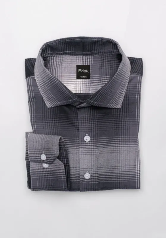 Cloud White Grey Bold Tartan Brushed Flannel Shirt - Wrinkle Resistant sold by Brisk Shirts