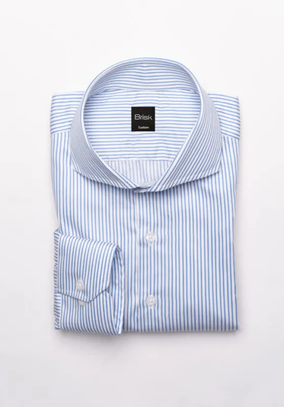 Italian Blue Twill Stripes Shirt sold by Brisk Shirts