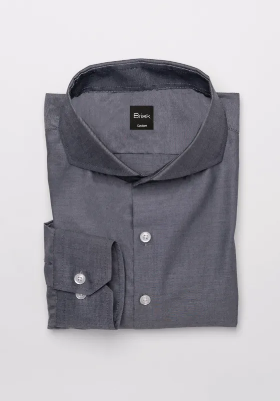 Egyptian Steel Grey Twill Shirt sold by Brisk Shirts