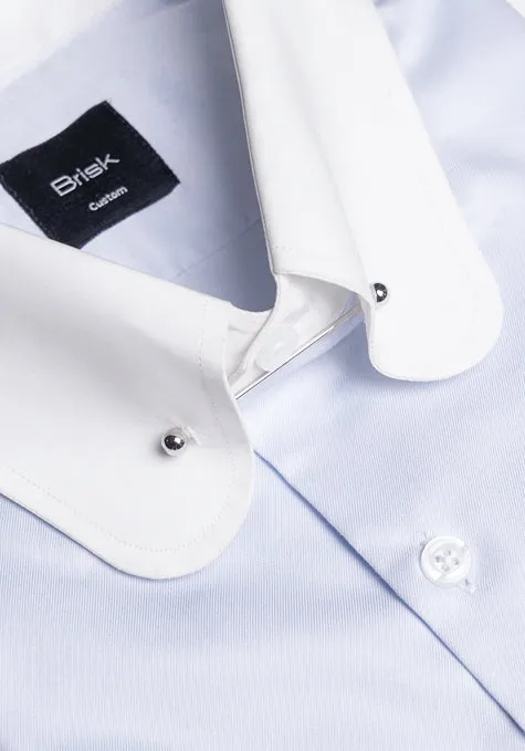 Egyptian Pastel Ice Blue Twill Shirt - Club Pin Collar sold by Brisk Shirts product image thumbnail 2