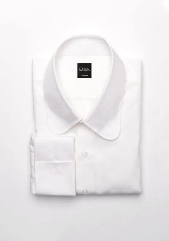 Egyptian White 60's Poplin Shirt - Club Collar sold by Brisk Shirts