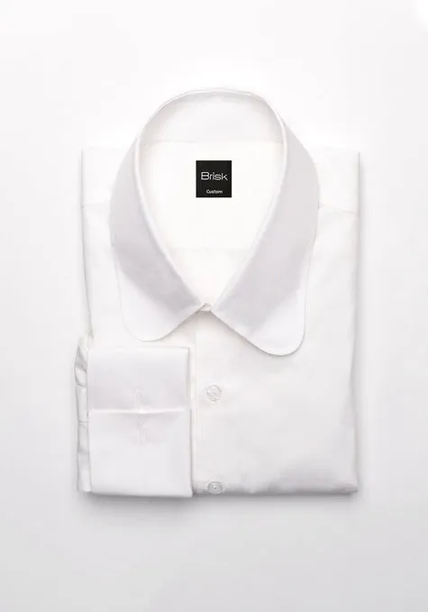 Egyptian White 60's Poplin Shirt - Club Collar sold by Brisk Shirts