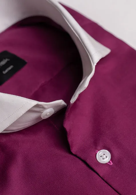 Egyptian Deep Magenta Crisp Pinpoint Shirt - White Collar - Wrinkle Resistant sold by Brisk Shirts product image thumbnail 2