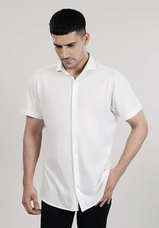 White Feather Soft Piqué Half Sleeve Shirt sold by Brisk Shirts