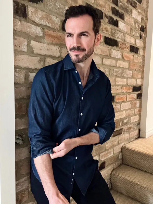 Denim Rinse Wash Shirt - Cut Away Classic Collar sold by Brisk Shirts