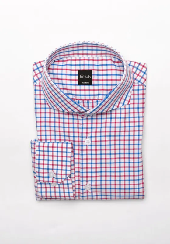 Red Blue Boxes Performance Stretch Shirt - Wrinkle Free - Extreme Collar sold by Brisk Shirts