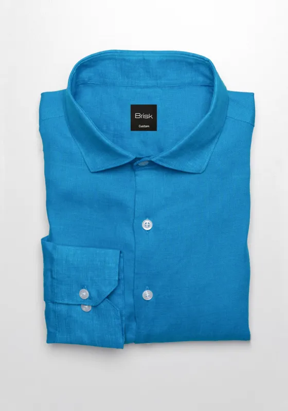 Electric Turquoise Irish Linen Shirt sold by Brisk Shirts
