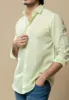 Lime Green Cotton Linen Shirt sold by Brisk Shirts