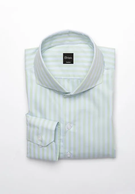 Light Weight Mint Green Tencel Stripes Shirt sold by Brisk Shirts