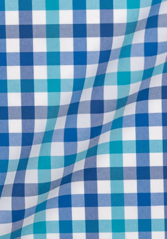 Crisp Blue Green Performance Stretch Gingham - Wrinkle Free sold by Brisk Shirts
