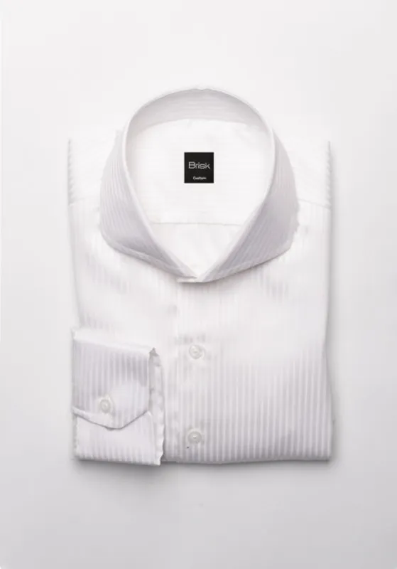 Egyptian White Gloss Self Stripes Shirt sold by Brisk Shirts