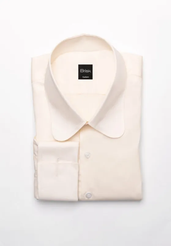 Egyptian Cream Light Weight 80's Poplin Shirt - Club Collar sold by Brisk Shirts