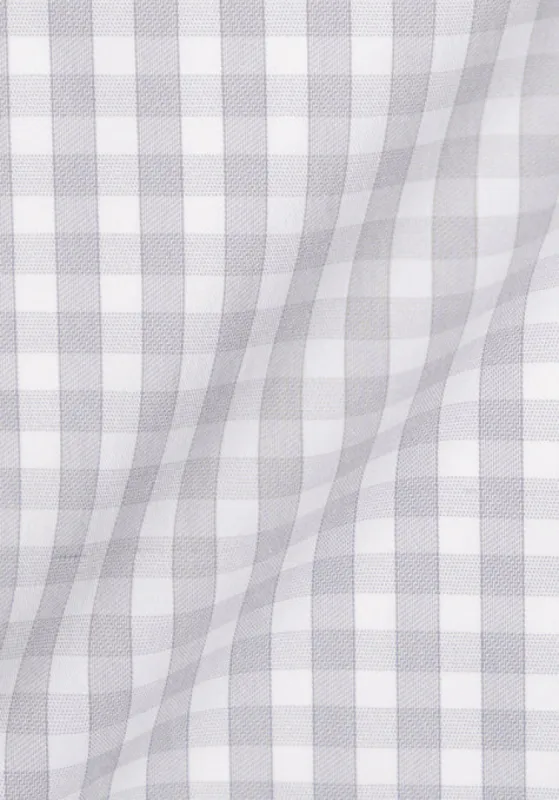 Light Grey Gingham Performance Stretch - Wrinkle Free sold by Brisk Shirts