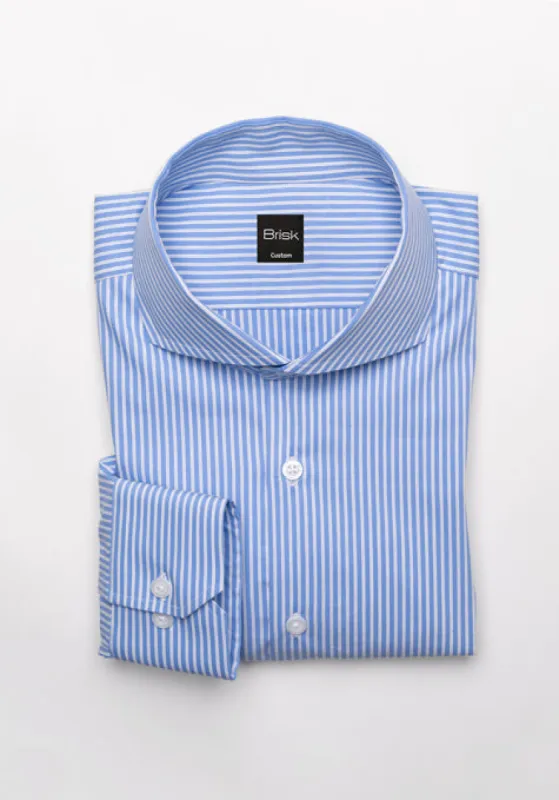 Mid Blue Pencil Stretch Stripes Shirt sold by Brisk Shirts