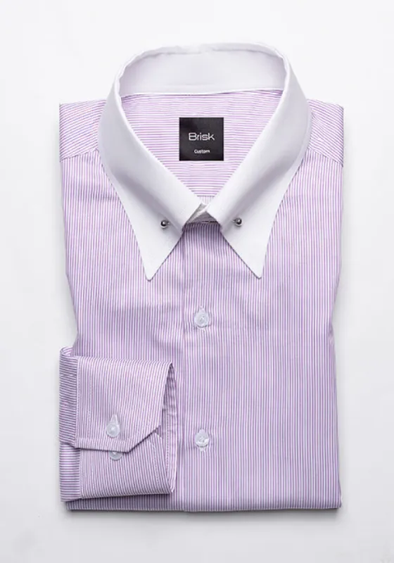 Mauve Pinstripes Shirt - White Pin Collar sold by Brisk Shirts