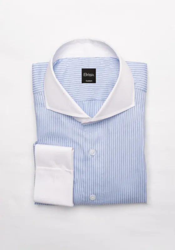 Black On Sky Blue Structured Stretch Stripes Shirt sold by Brisk Shirts