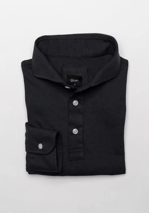 Black Feather Soft Piqué Full Sleeve Polo Shirt sold by Brisk Shirts product image thumbnail 4