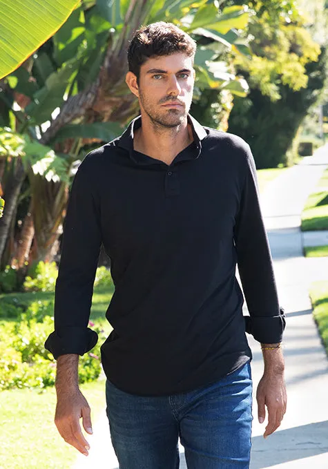 Black Feather Soft Piqué Full Sleeve Polo Shirt sold by Brisk Shirts product image thumbnail 3