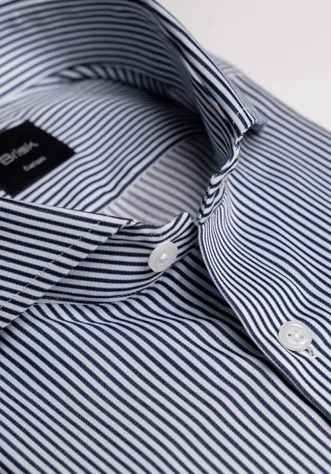 Black Narrow Stripes Shirt - Cotton/Poly - Wrinkle Free sold by Brisk Shirts product image thumbnail 2