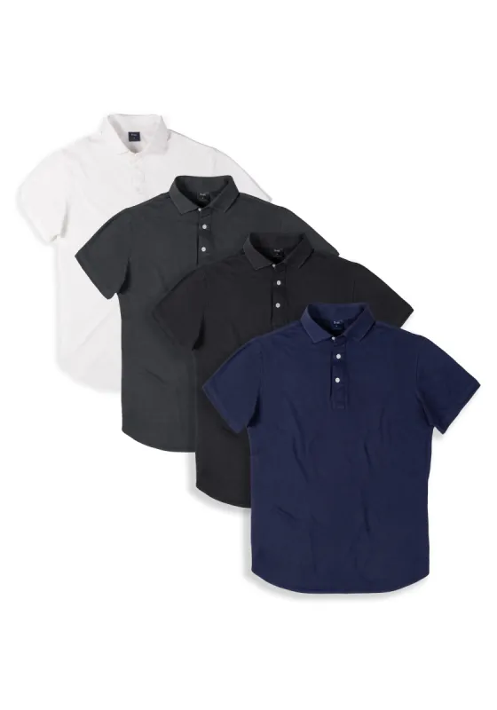 Basic 4 Color Pack - Feather Soft Piqué Half Sleeve Polo Shirt sold by Brisk Shirts