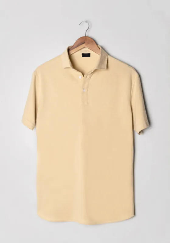 Tan Feather Soft Piqué Half Sleeve Polo Shirt sold by Brisk Shirts