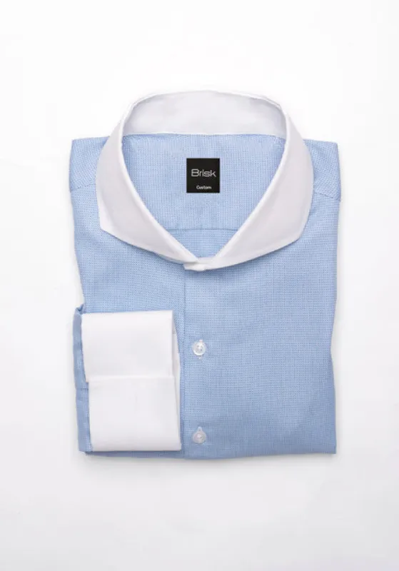 Fine Light Blue Self Textured Cotton/Poly Shirt - Wrinkle Resistant sold by Brisk Shirts