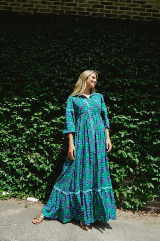 Alexi Maxi Dress- Winter Cobalt Green sold by Briton Court