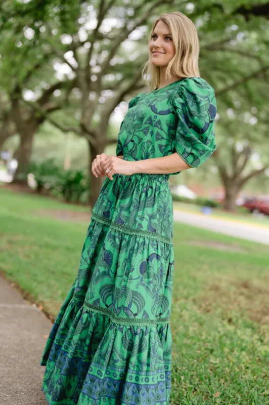 Savannah Maxi Skirt - Emerald sold by Briton Court