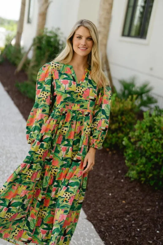 Long Sleeve Jenny Maxi Dress - Tropical Mirage sold by Briton Court