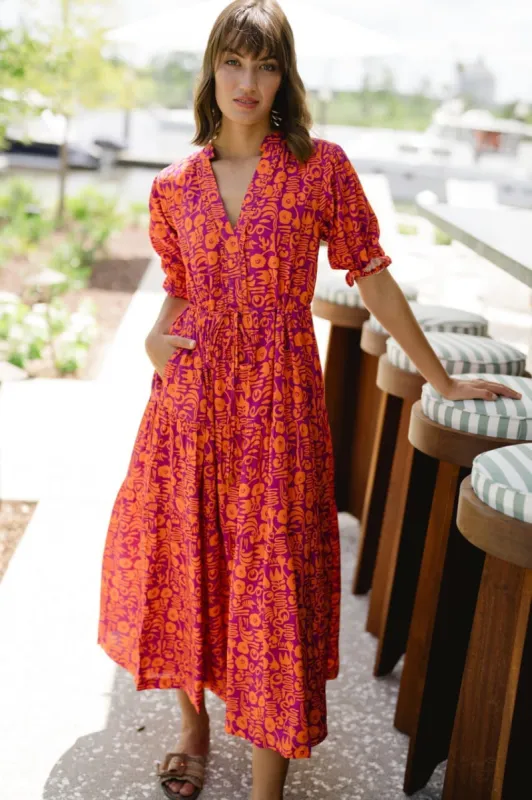 Kayley Midi Dress - Abstract Floral sold by Briton Court