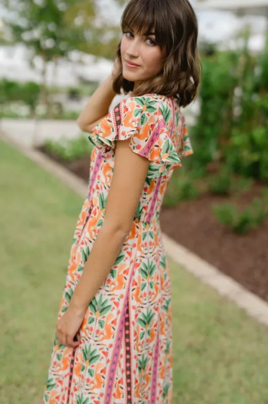 Lydia Flutter Sleeve Maxi Dress sold by Briton Court