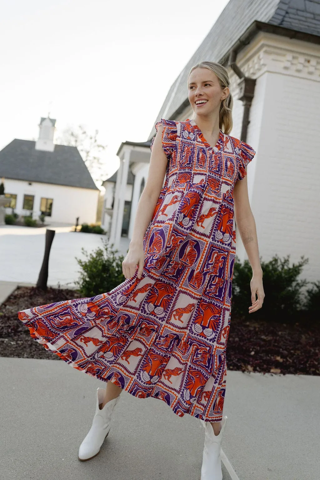 Tiger Game Day Maxi Dress | Orange & Purple sold by Briton Court product image thumbnail 2