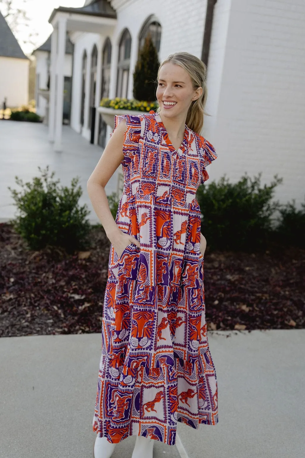 Tiger Game Day Maxi Dress | Orange & Purple sold by Briton Court
