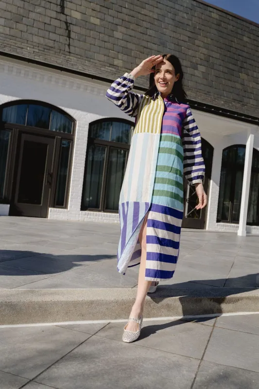 Sienna  Linen Stripe Midi Dress sold by Briton Court
