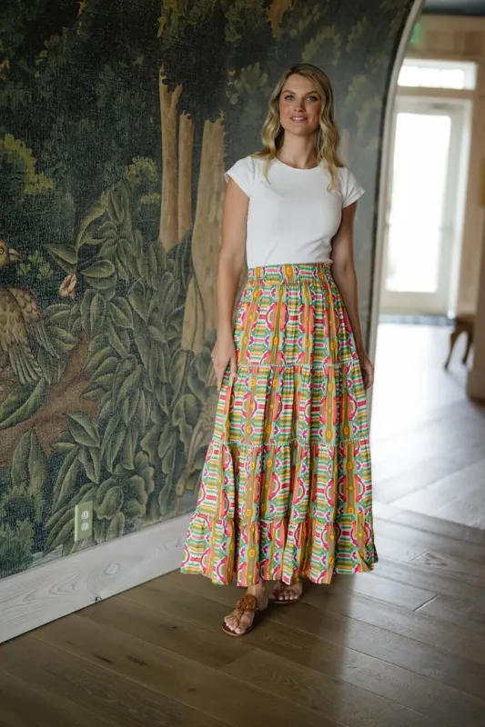Savannah Maxi Skirt - Geo Print sold by Briton Court