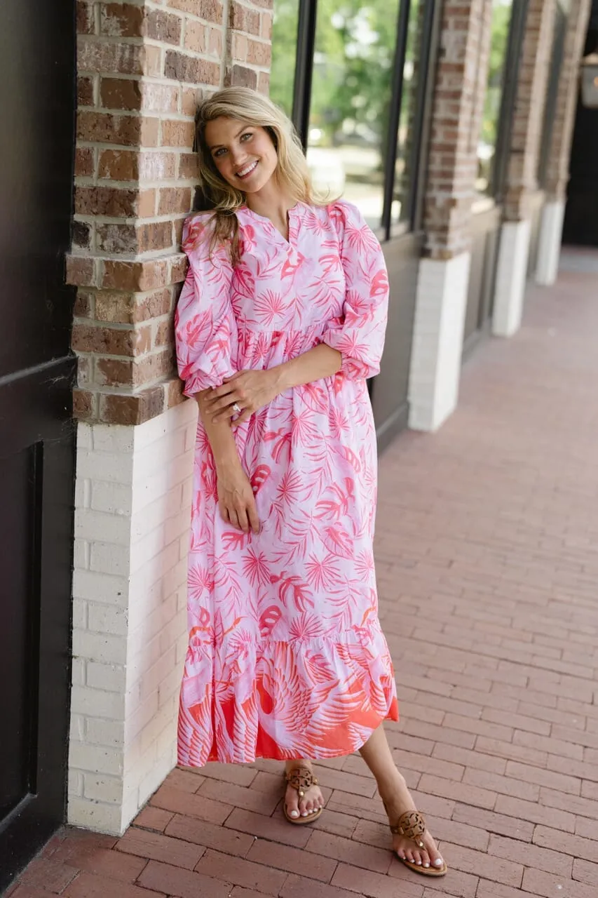 Long Sleeve Jenny Maxi Dress - Pink sold by Briton Court